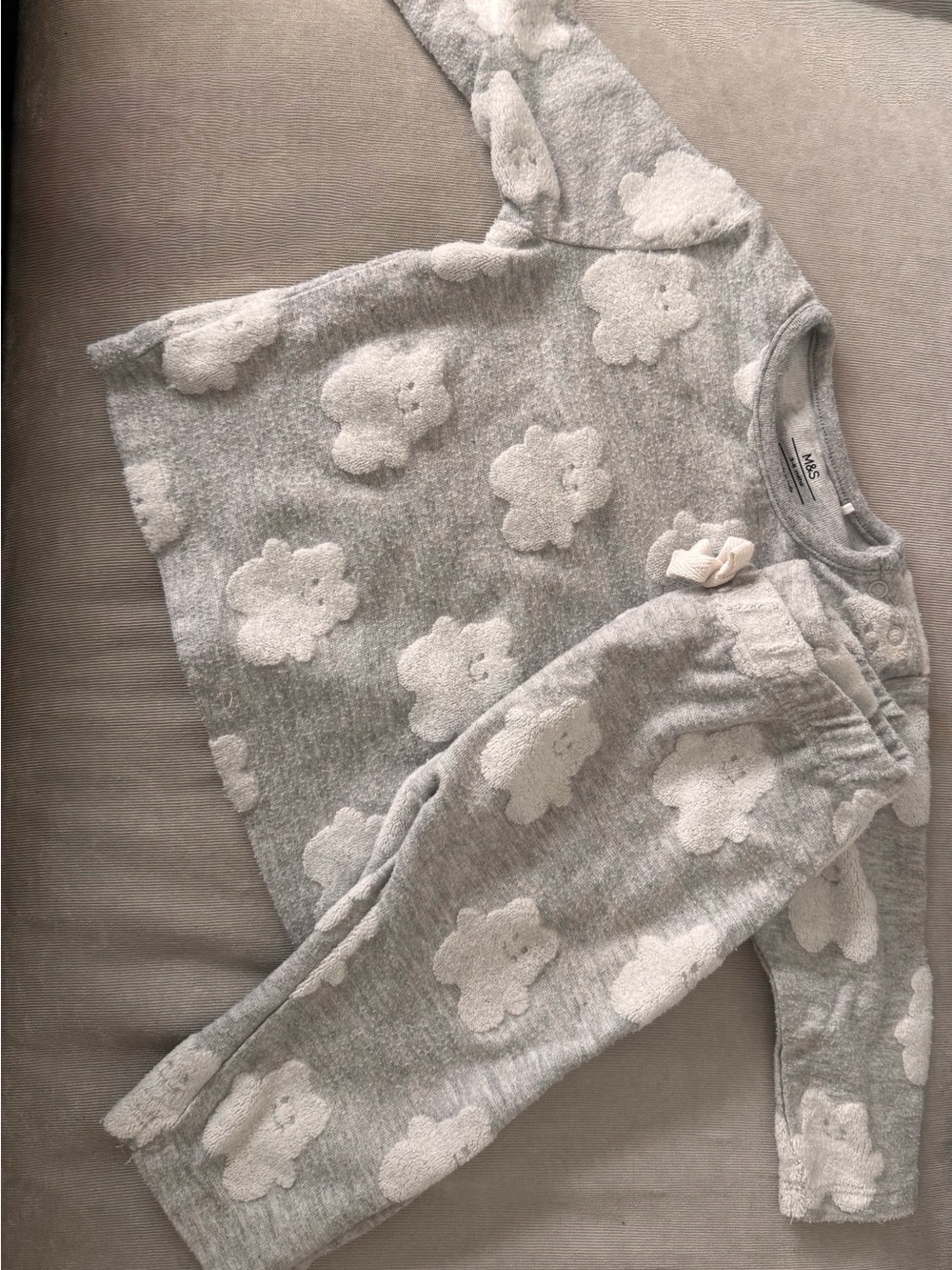 Marks & Spencer Baby Grey Cloud Knit Top & Leggings Set 3-6 months